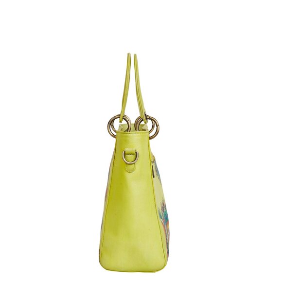 Yellow Top Handle Handbag for Ladies, Hand painted Leather Crossbody Bag, Purse - Picture 7 of 9